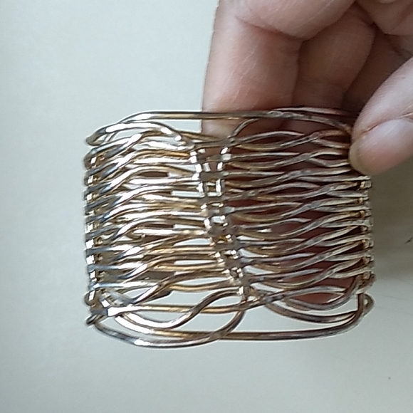 Vintage Silver Gold Tone, Cuff Bracelet - Picture 4 of 6
